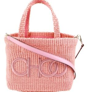 NWT Jimmy Choo Top Handle Bag Pink Raffia (mini tote or beach bag)